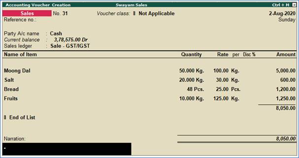 Sale of Nil-Rated, Exempted, Supplies using Tally.ERP9